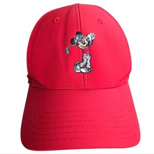 Adidas Red Disney Mickey Golfer Baseball Cap Embroidered Character